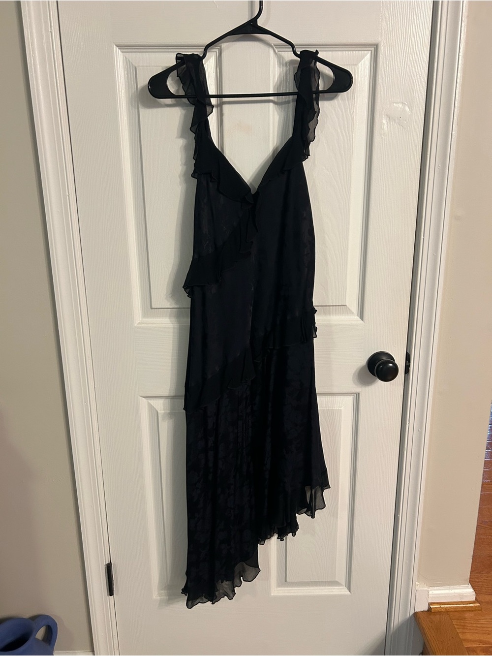 Anthropologie Black Asymmetrical Ruffle Dress